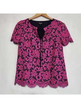 Black Label Juicy Couture Lace Top Blouse Floral